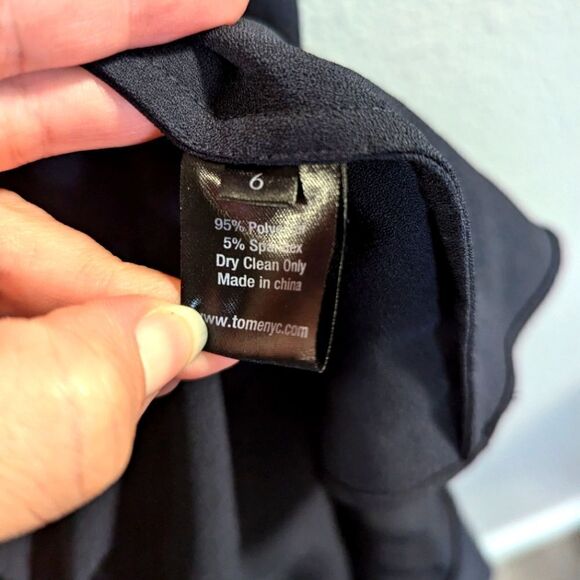 TOME NYC Ariel Navy Blue midi ruffle hem V-neck formal dress womens 6 - Picture 10 of 10